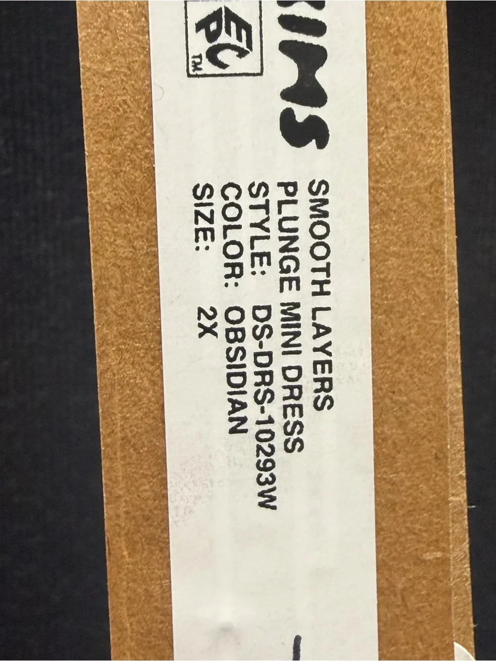 SKIMS Smooth Layers Plunge Mini Dress - Obsidian NWT (Black) - Picture 2 of 3
